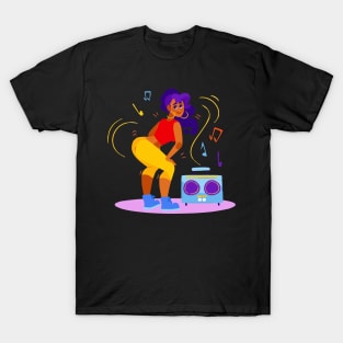 Girl dancing on loud music T-Shirt